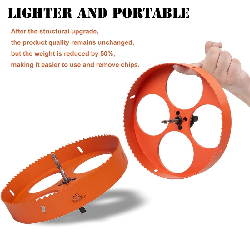 VIKITON 8-1/4 Inch Hole Saw with Arbor for Metal Wood Plastic, 8.25 in Bi-Metal Hole Cutter for Different Project with Smooth and Flat Drilling Edge, Fast Chip Removal, Lighter and Portable - Image 2
